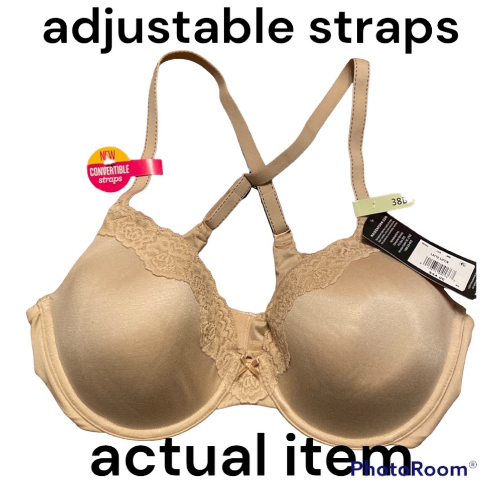 NWT! Maidenform 38 B T Shirt Bra Convertible Strap X Cross Underwire Lace Padded